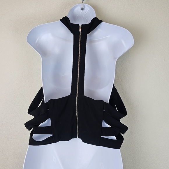 Blondie Nites Black Halter Crop Top Evening Party Clubwear Size 21 - Picture 3 of 9